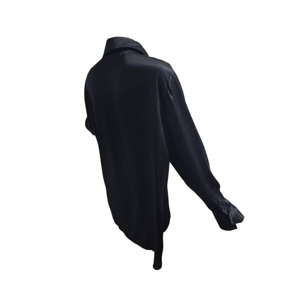 Reformation Quiet Luxury Women's size XL Black 100% Silk Button Up Old Money Top - Picture 5 of 16